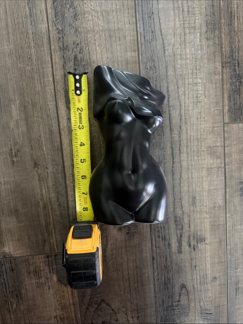 Black Sculpted Female Torso Home Accent Vase